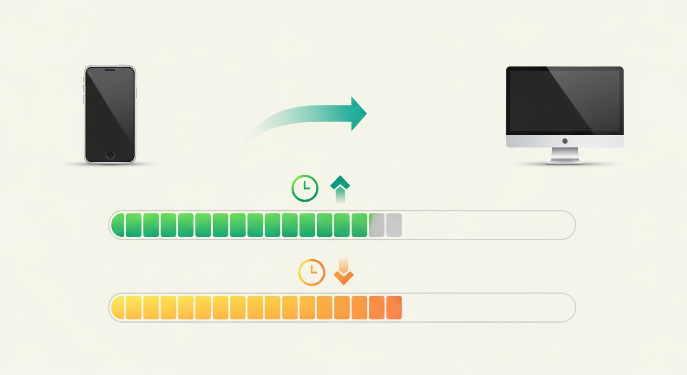Diagram porównujący szybkość ładowania strony na urządzeniach mobilnych i desktopach