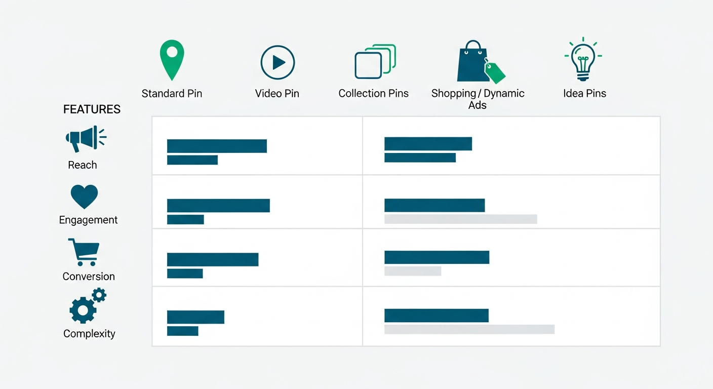 Porównanie formatów reklam Pinterest dla e-commerce