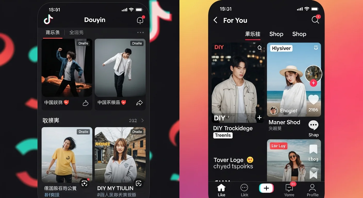 Wizualizacja porównawcza funkcji Douyin i TikTok w kontekście ich historii